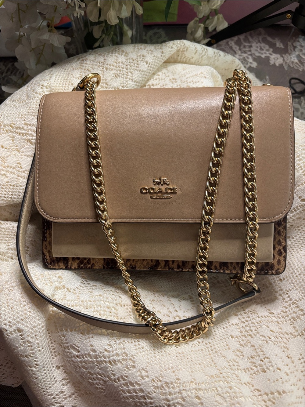 Coach Klare Crossbody in Colorblock Leather with Snake-Embossed Detail